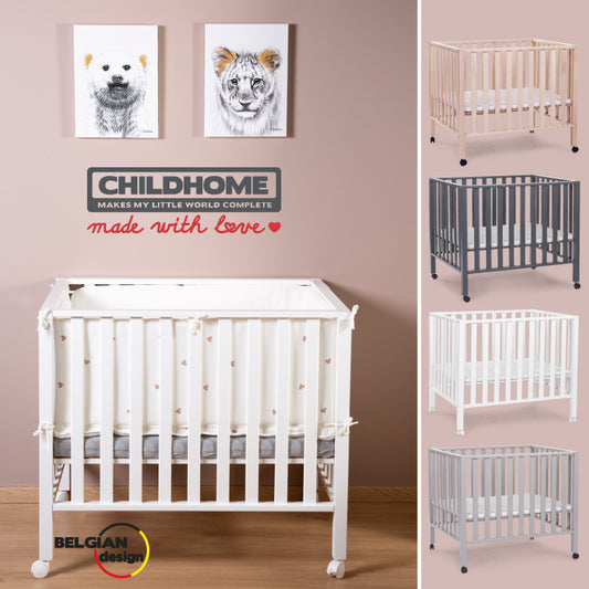 Tarc Childhome 94 cu roti 75x95 cm Lemn, Gri