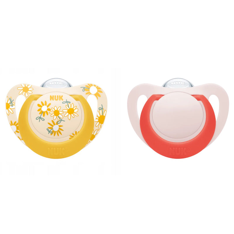 Suzeta Nuk Star Silicon 6-18 luni Floare, Set 2 Bucati