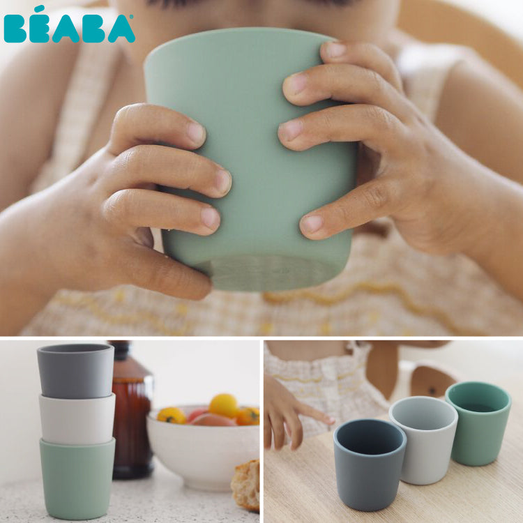 Set 3 pahare silicon Beaba Sage Green