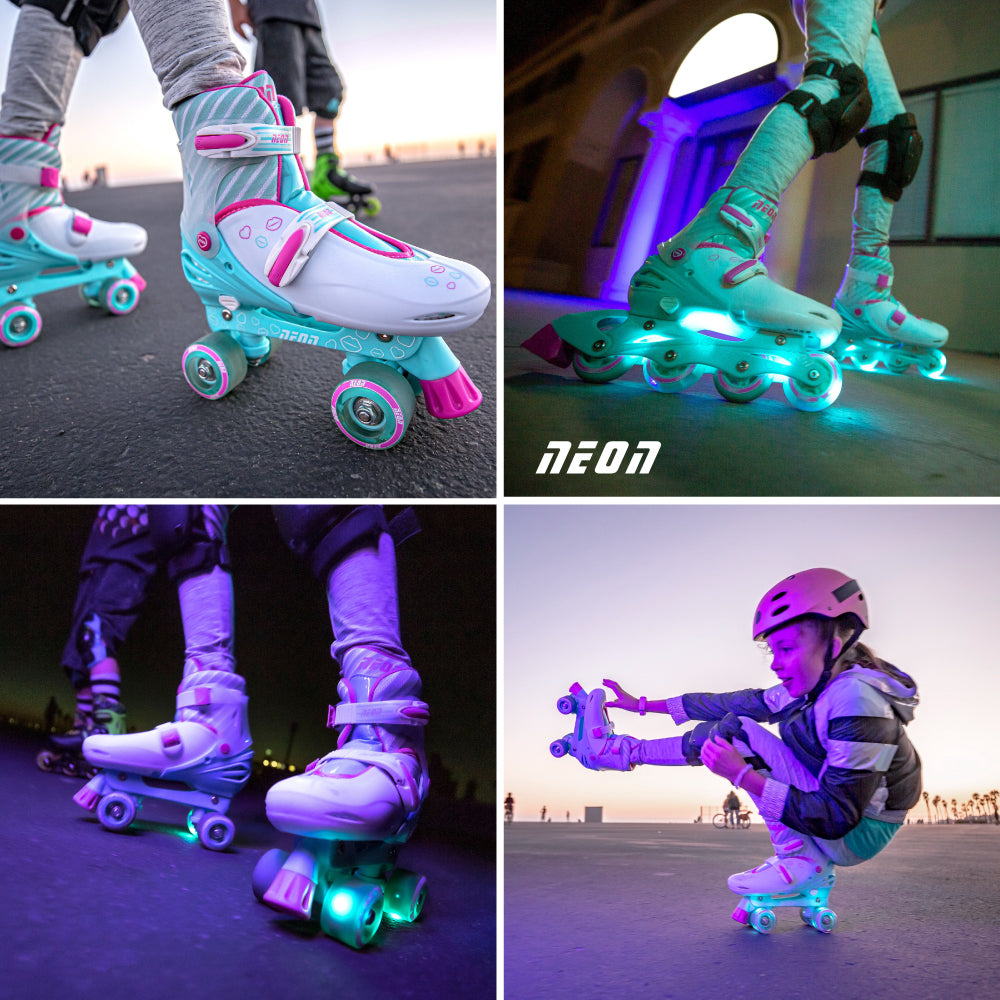 Role 2 in 1 Neon Combo Skates Reglabile 34-37 Teal Pink