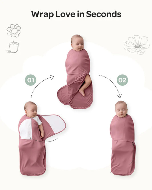 Pachet 2 Saculeti Swaddle Momcozy Bloom 0-3 Luni 3.5-6.5 kg Bambus si Bumbac