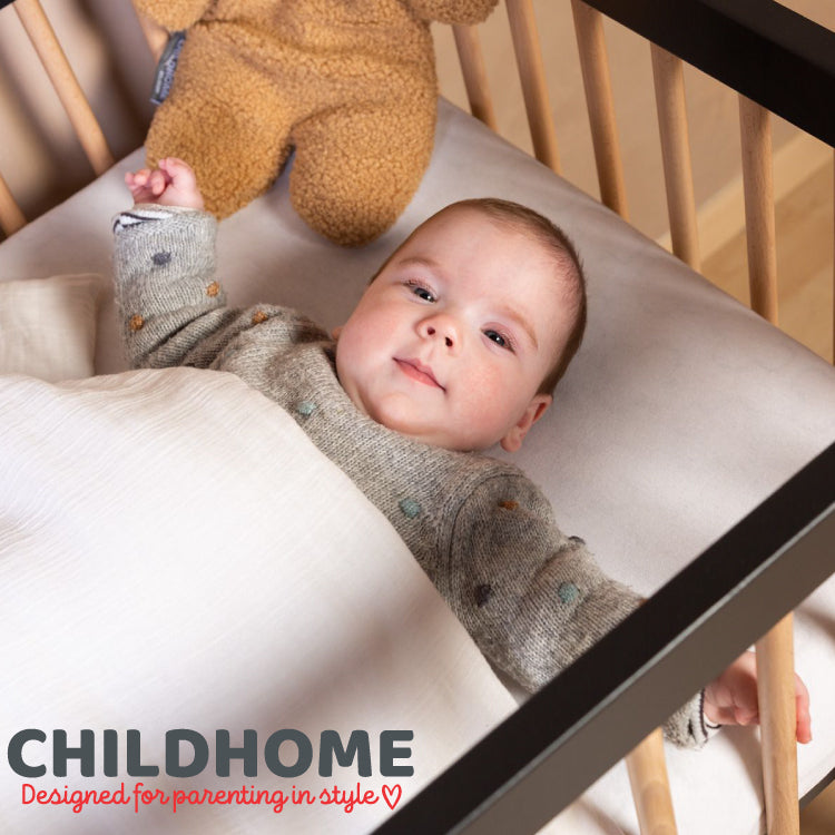 Patut Childhome Cot 97 Fag 60x120 cm, Natural Negru