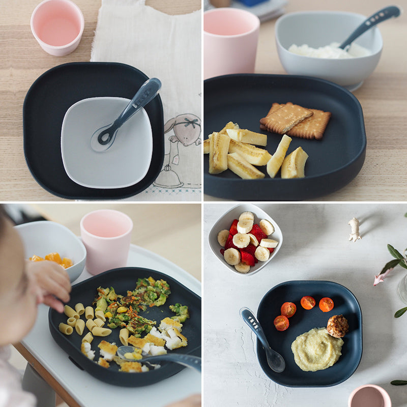 Set de masa silicon Beaba 4 piese Night Blue