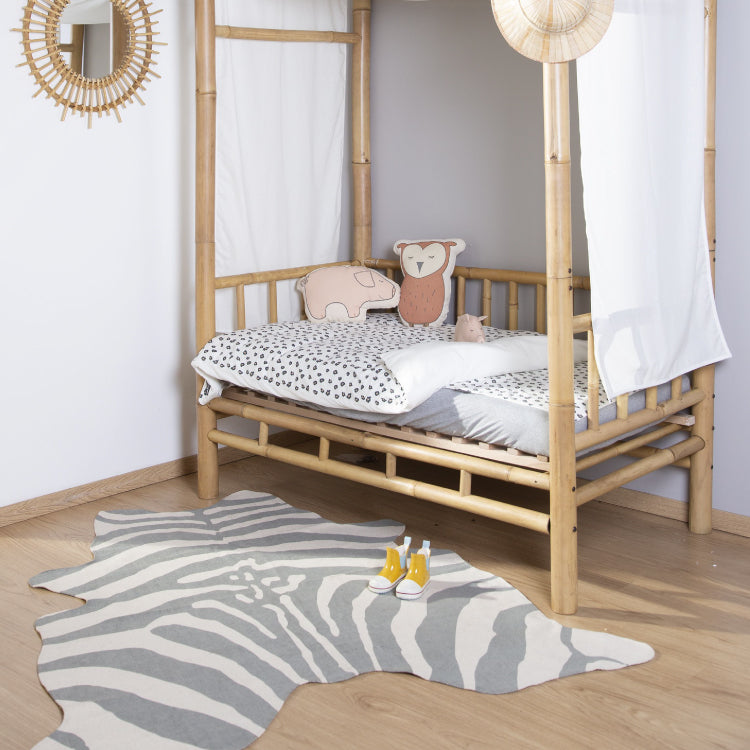 Covor Bumbac Childhome 145x160 cm, Zebra Gri