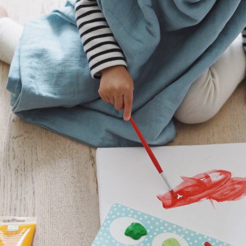 Set 2 Museline Beaba bumbac 120x120 cm Baltic Blue Points