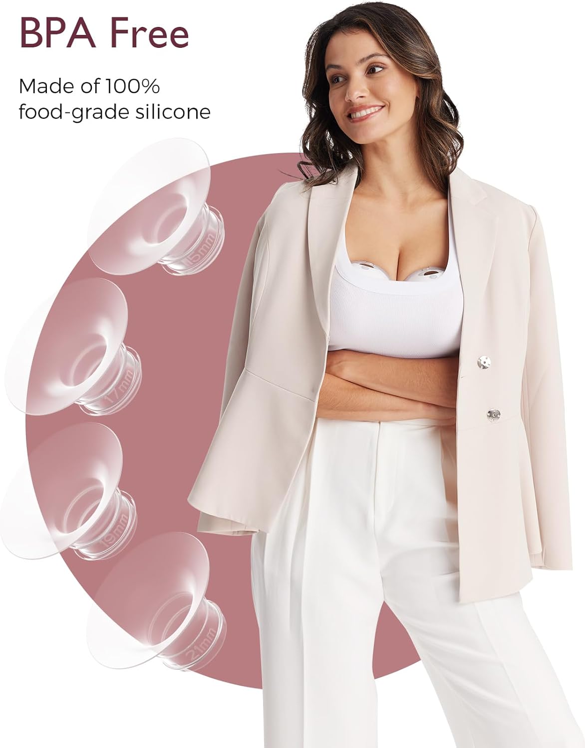 Accesorii de schimb originale Momcozy S9/S12 Pro silicon alimentar și fără BPA, piese originale pentru alăptare, inserții 21 mm 4 buc