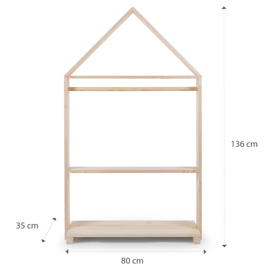 Mobilier decorativ casuta cu roti Childhome 80x135 cm, Lemn Natural