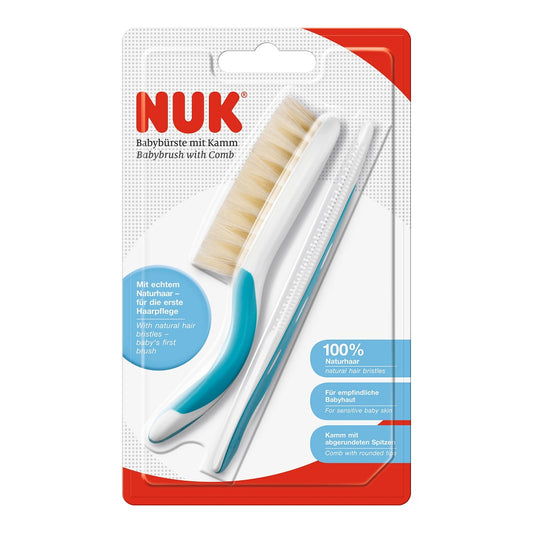 Set Nuk perie par natural si piepten Bleu