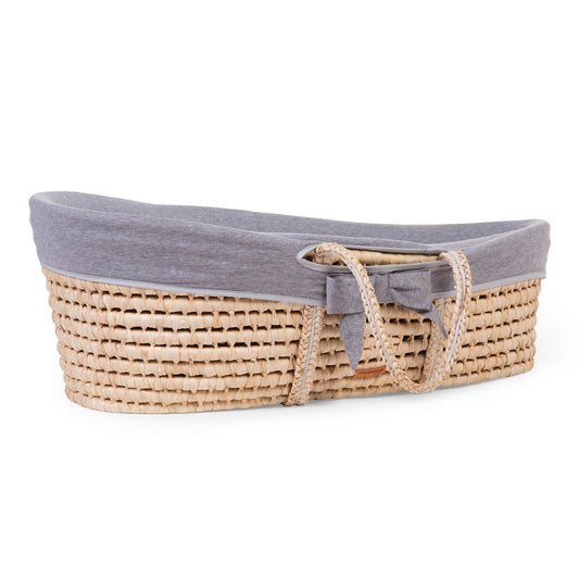 Coș Bebe Childhome Moise din Coji de Porumb cu Saltea Husă Jerse Gri