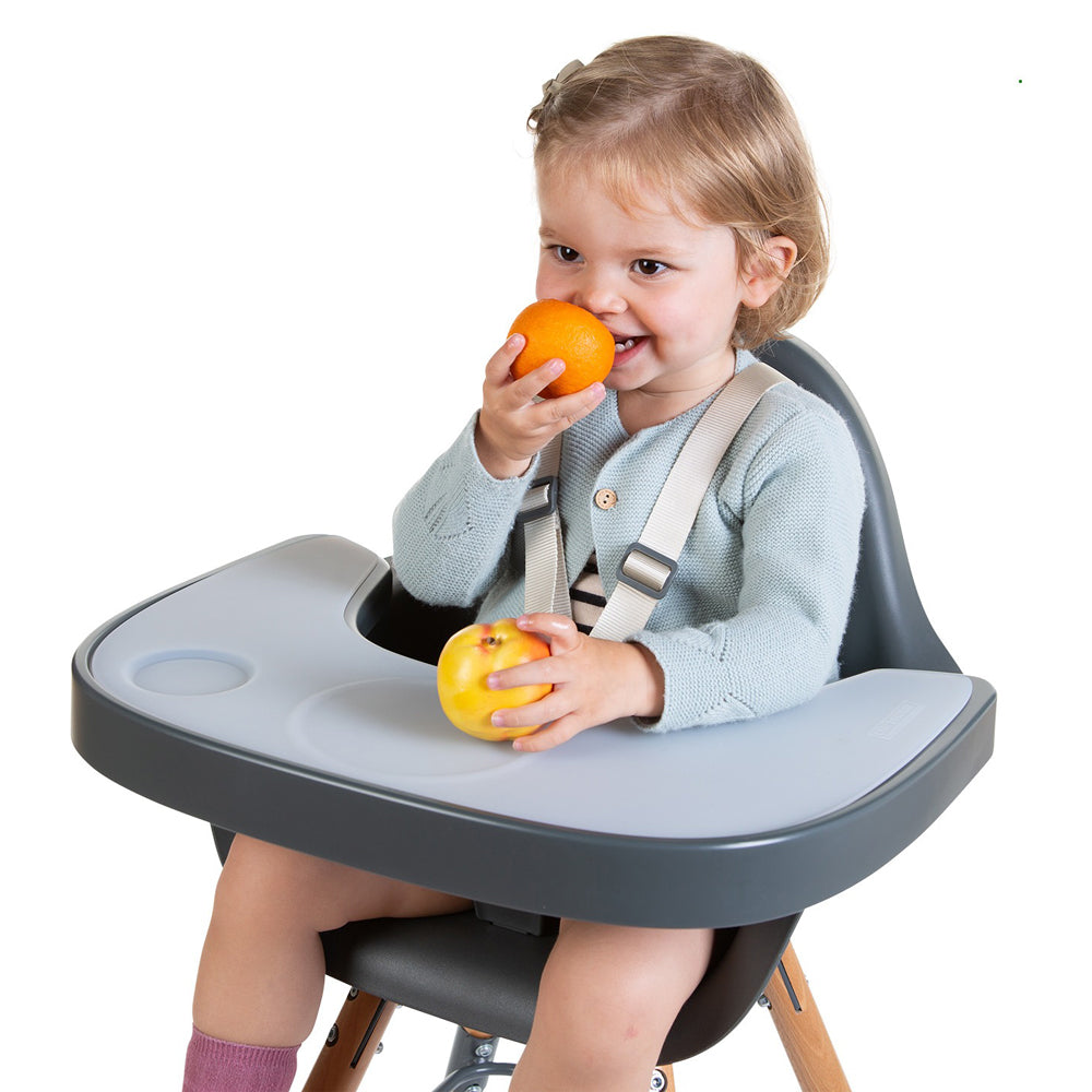 Tavita scaun de masa Childhome Evolu + Protectie din silicon, Antracit