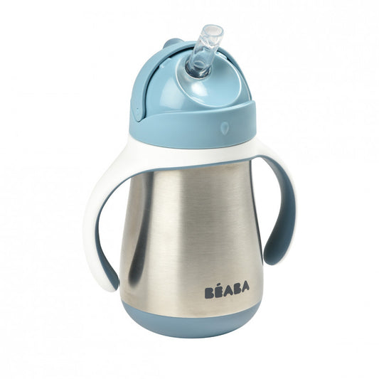 Cana cu pai din inox Beaba 250 ml Windy Blue