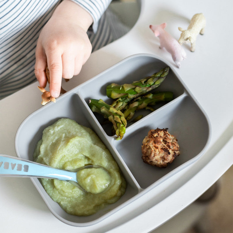 Set de masa silicon Beaba 2 piese - Gri