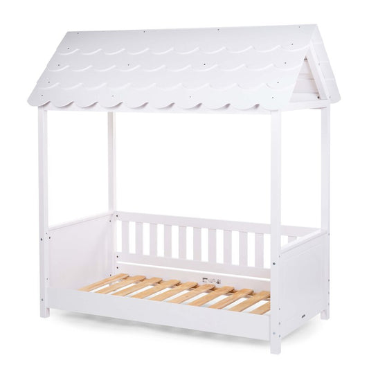 Pat Casuta Childhome cu protectii laterale 70x140 cm Lemn Alb