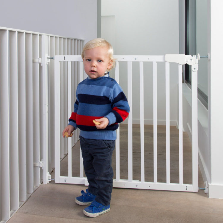 Poarta de siguranta lemn Childhome Maestro 73.5-104 cm Alb