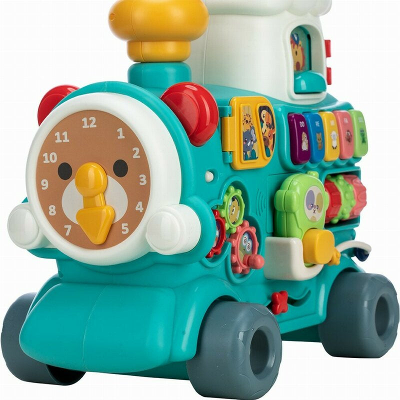 Antemergator 5 in 1 Magic Train, Free2Move, Cu diverse activitati de joaca, Panou Educational, Efecte sonore si luminoase, Green