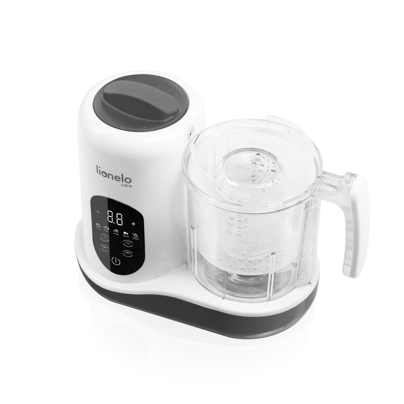 Aparat de gatit, Lionelo, BabyMenu, 5 in 1, Cu gatire la abur, dezghetare, amestecare, incalzire, sterilizare, Cu recipient din tritan, Alb