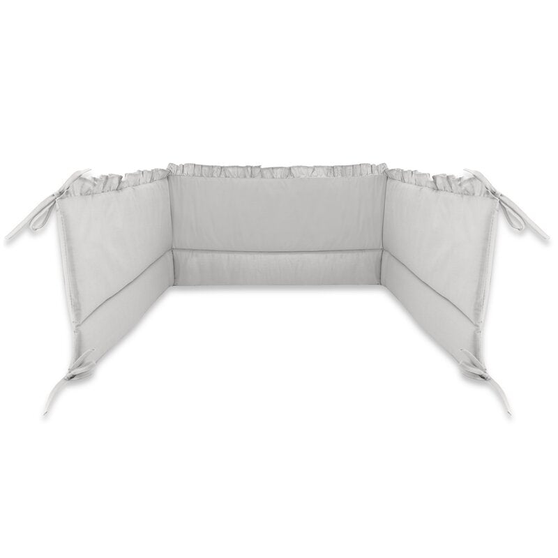 Aparatoare pentru patut, MimiNu, Cu volanase, Din bumbac certificat Oeko Tex Standard 100, 180x30 cm, Cu panglici, Colectia Royal,Grey