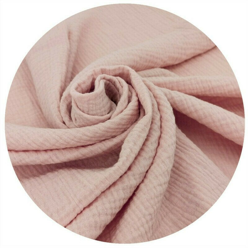 Aparatoare pentru patut, Qmini, Din muselina dubla, 180x30 cm, Cu panglici, Material certificat Oeko Tex Standard 100, Powder Pink