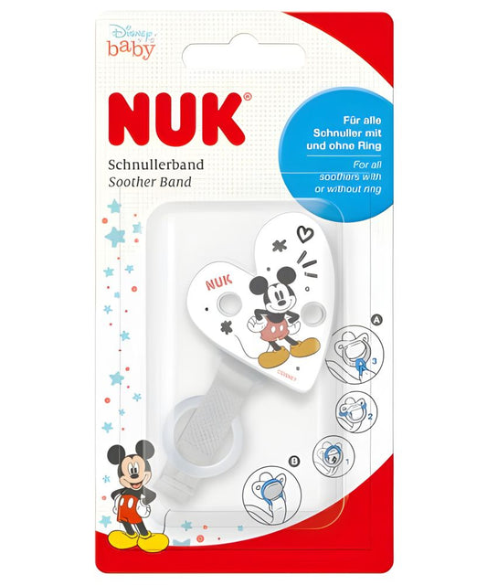 Bandă Suzetă NUK Mickey Clips Rapid și Inel Silicon Compatibilă Toate Suzetele