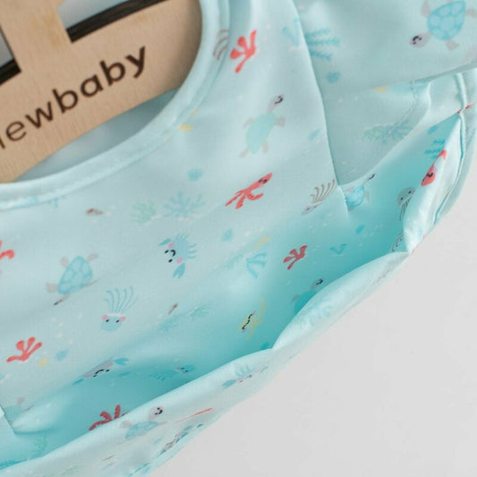 Baveta Lux New Baby cu Volanase și Buzunar Sea | 35x27 cm | Impermeabilă