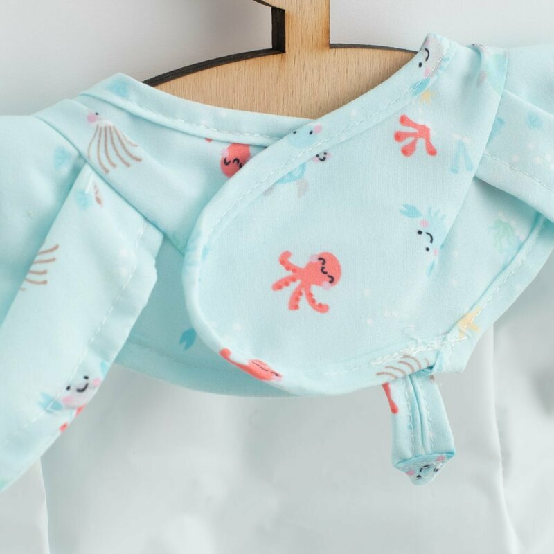 Baveta Lux New Baby cu Volanase și Buzunar Sea | 35x27 cm | Impermeabilă