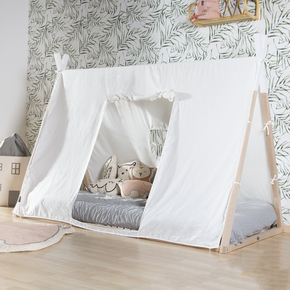 Cadru pat Tipi Childhome 90x200 cm Lemn Natural Alb