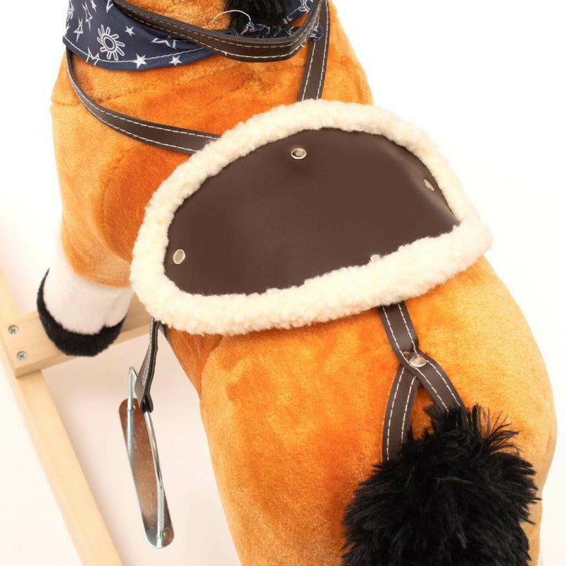 Calut balansoar din plus, Baby Mix, Cu efecte de miscare a gurii si a cozii, Cu melodie de cowboy si efect de galop, Maro Deschis