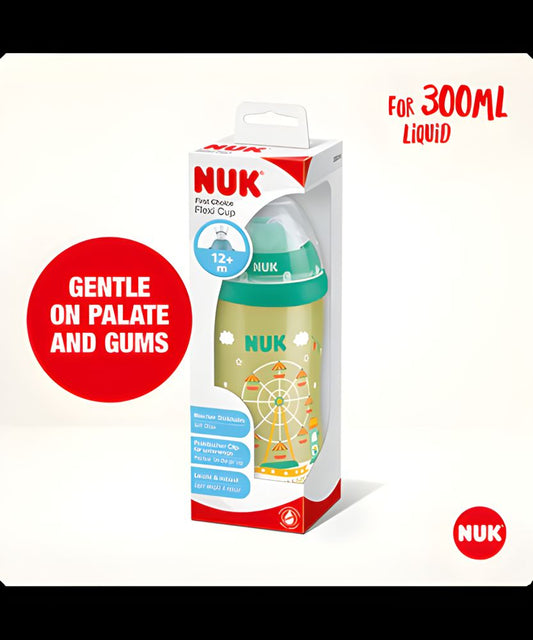 Cană cu Pai NUK Flexi 300ml Silicon Moale Verde-Galben 12+ Luni