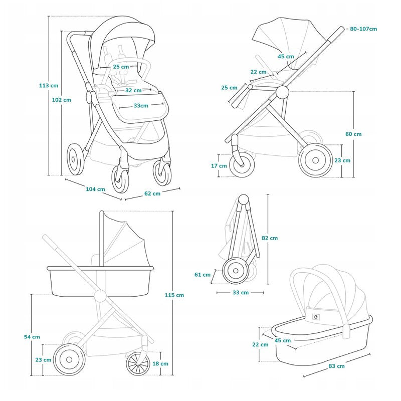 Carucior 2 in 1, Lionelo, Amber, Cadru aluminiu, Cu landou intarit si salteluta moale, Reversibil, Maner ajustabil, Huse pentru picioare, ploaie, Plasa de tantari, Geanta parinti, Pana la 22 kg, EN1888-1, EN1888-2, EN1466, Bej