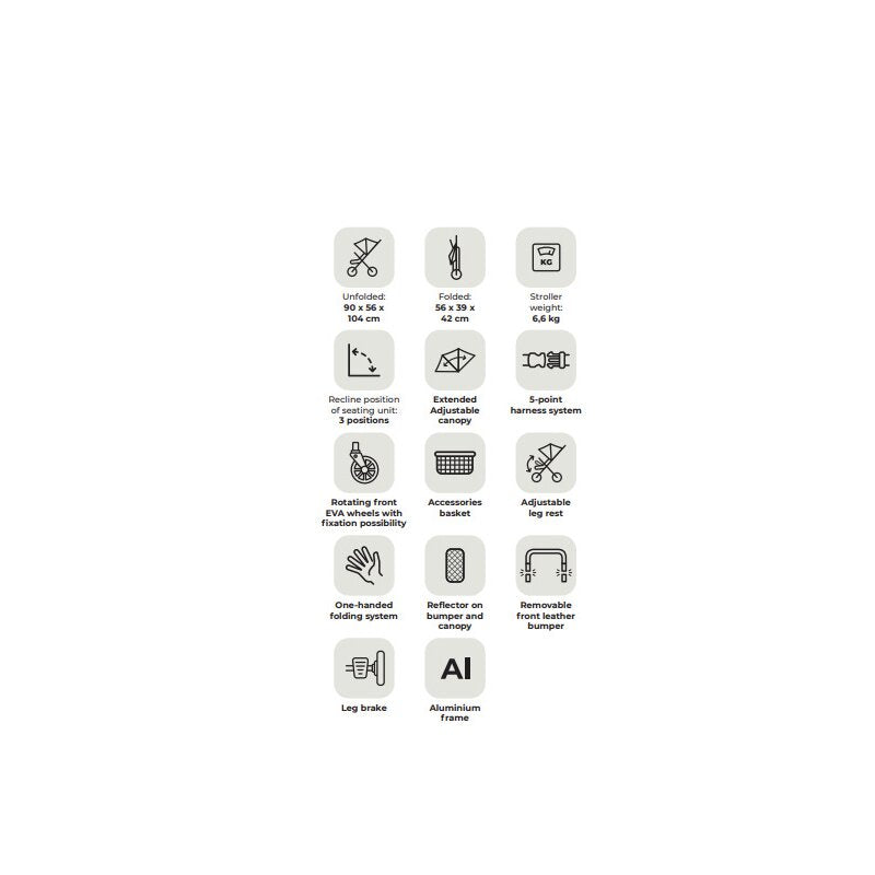 Carucior sport, FreeON, Lux, Pliabil automat, Usor 6.6 Kg, Tehnologie inovatoare One-Hand Folding, De la 6 luni pana la 22 kg, Din aluminiu, Benzi reflectorizante pe capotina, Beige/Black