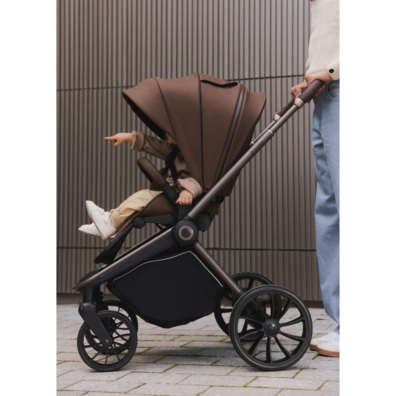 Carucior sport, Lionelo, Mika Plus, Cadru din aluminiu, Copertina XXL, Spatar reglabil in 3 pozitii, Cu accesorii, Pana la 22 kg, 6-48 luni; EN1888-1, EN1888-2 EN1466, Mocha Mousse