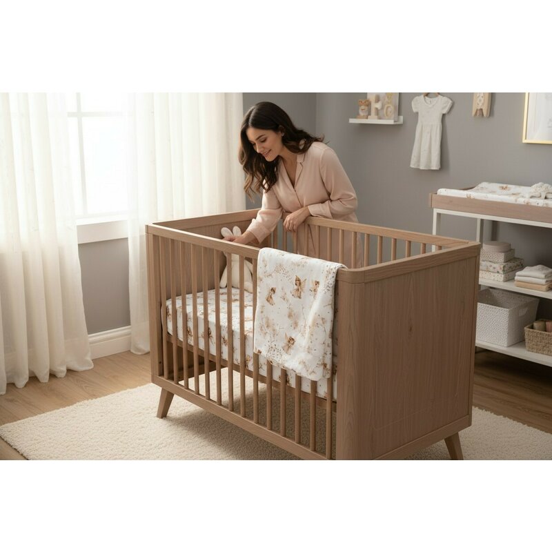 Cearceaf cu elastic, MimiNu, Pentru patut 120X60 cm, Din bumbac certificat Oeko Tex Standard 100, Fairy