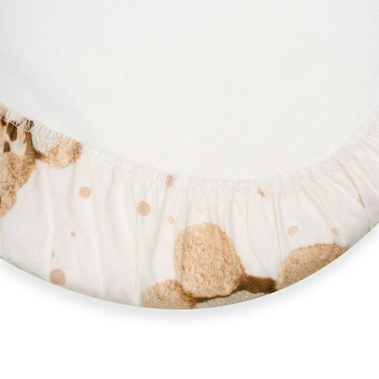 Cearceaf cu elastic, New Baby, Pentru landou, Din Bumbac certificat Oeko-Tex 100, 35 x 75 cm, 0 luni+, Teddy Bear Beige