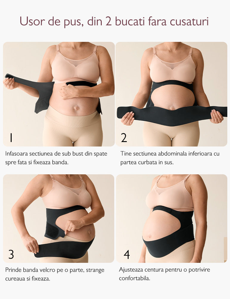 Centura Gravide Momcozy Sustinere Abdominala Black Marimea L Suport Lombar Respirabila