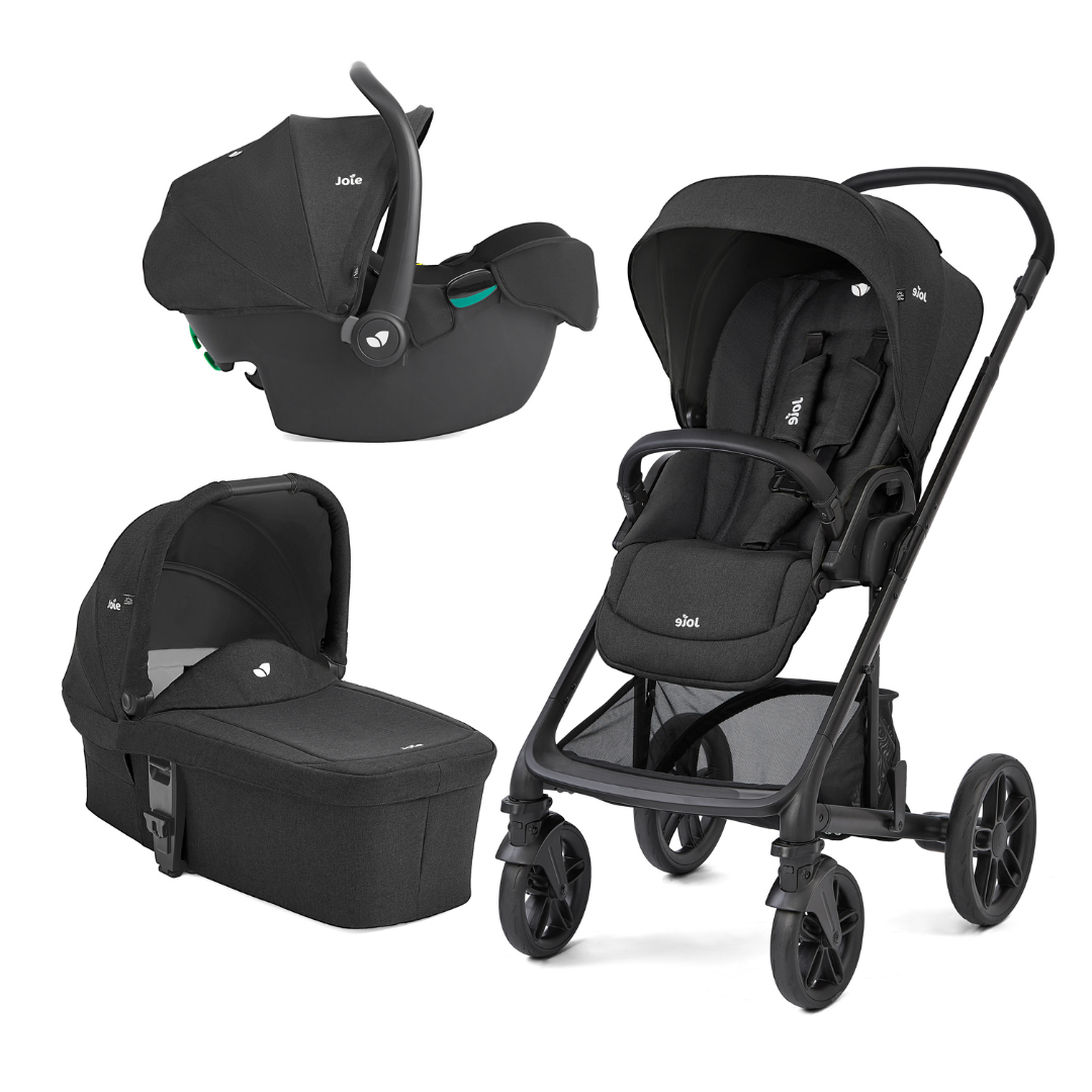 Carucior 3 in 1 Joie Chrome 2 Raven cu Landou și Scoică Auto i-Snug
