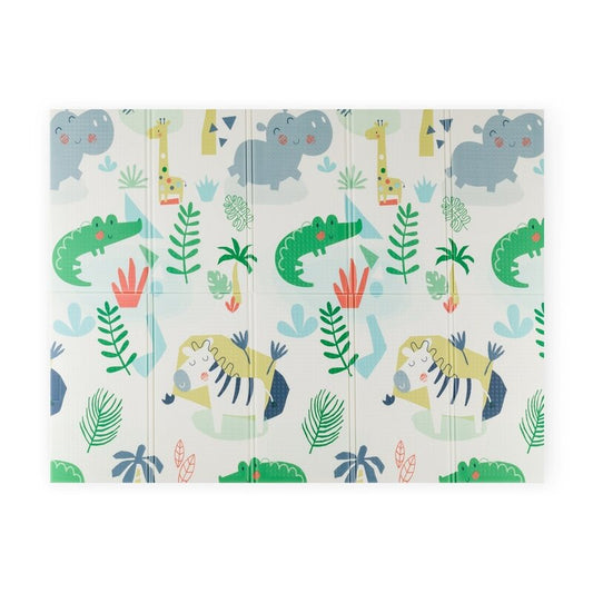 Covoras de joaca, Petite&Mars, Reversibil, Include geanta pentru transport, Pliabil si impermeabil, Non-toxic, 197 x 147 x 1 cm, Jungle, 0 luni+, Multicolor
