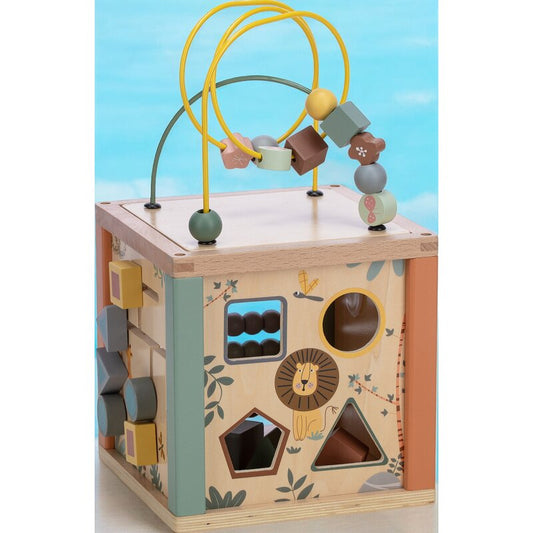 Cub mare de activitati, Free2Play, Safari, Pentru copii, Din lemn, Cu sortator de forme, Abac si alte activitati, Conform cu standardele europene EN71-1;2018, EN71-2:2020, EN71-3:2021