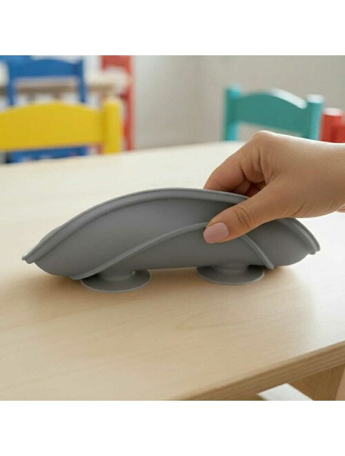 Farfurie Compartimentată Bocioland Silicon 3 Compartimente Ventuze BPA Free 6-36 Luni Dark Grey