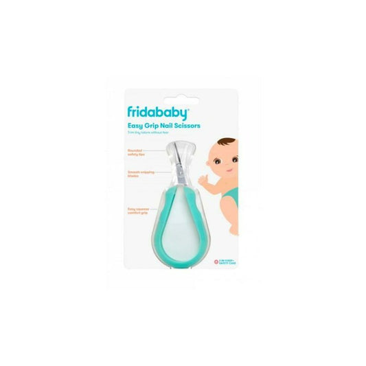Foarfecuta pentru unghii , Fridababy, Easy Grip, Ergonomica, Cu varf rotunjit, Maner antialunecare, Cu husa de protectie, 0 luni+, Otel inoxidabil, Fara BPA, Verde/Turquoise