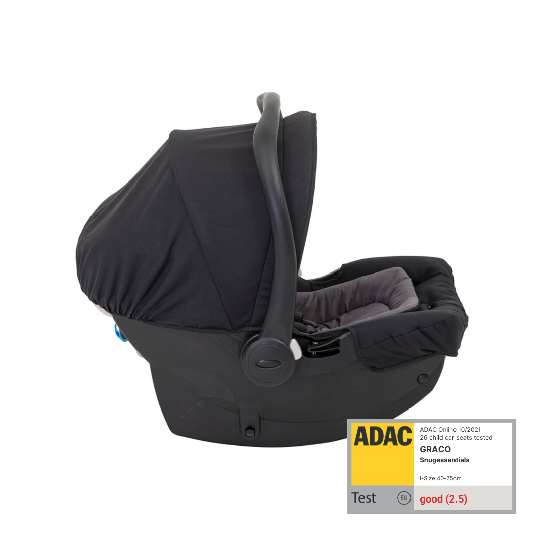 Graco - Scoica auto SnugEssentials Midnight Black, 40-75 cm, testata ADAC si certificata R129