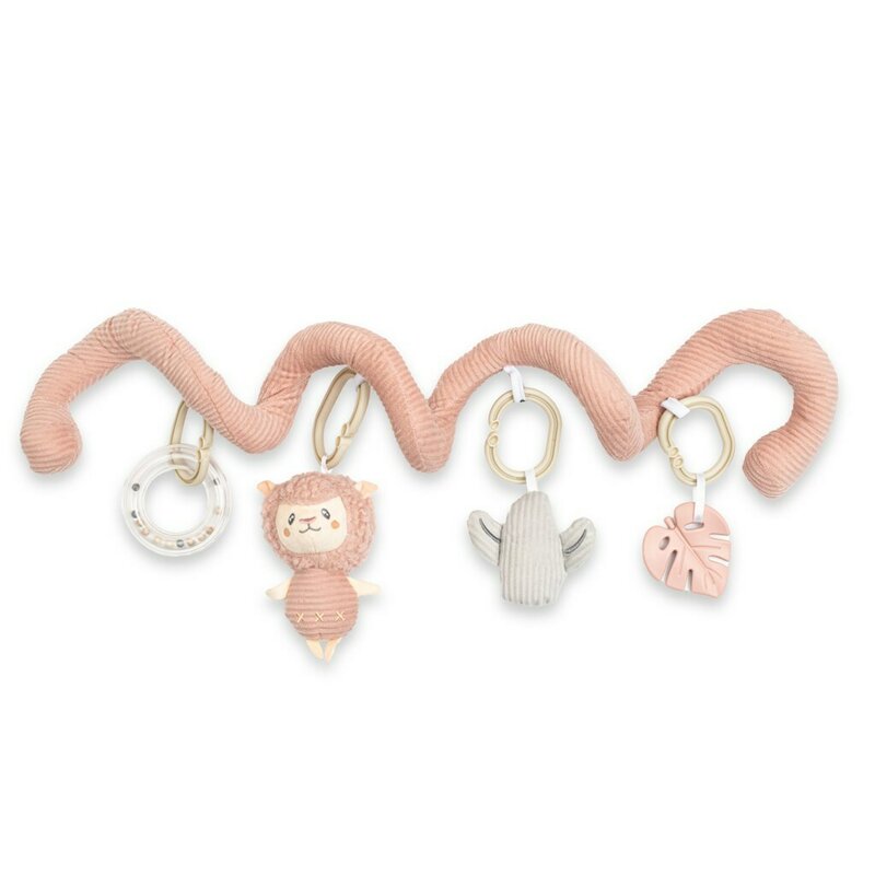 Jucarie interactiva, New Baby, Spirala, Lama, Pentru atasare la patut sau carucior, Dezvolta abilitatile motorii, Include si jucarie pentru dentitie, Fara BPA, 0 luni+, Multicolor