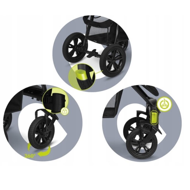 Carucior sport, Lionelo, Annet Tour, De la nastere, Cu capotina impermeabila, Cu filtru UPF 50+, Cu maner reglabil, Plasa de tantari, Suport biberon, Saculet pentru picioare, Pana la 22 kg, Cu certificare TUV, Verde