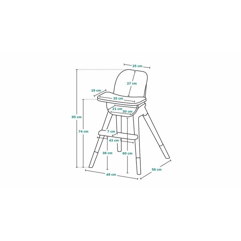 Scaun de masa, Lionelo, Koen, Din fag, 2 in 1, Transformabil, Sustine 30 kg, 6 luni+, Conform cu standardul european de securitate EN14988, Gri