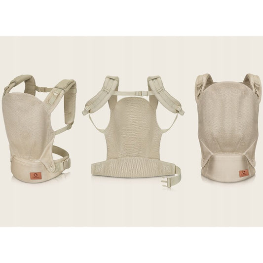 Marsupiu ergonomic, Lionelo, Margareet Air, 3 pozitii de purtare, Certificat de Institutul International pentru Displazie de Sold, 4 luni+, Pana la 20 Kg, Material respirabil 3D Air Mesh, Catarama dubla de siguranta, Bej