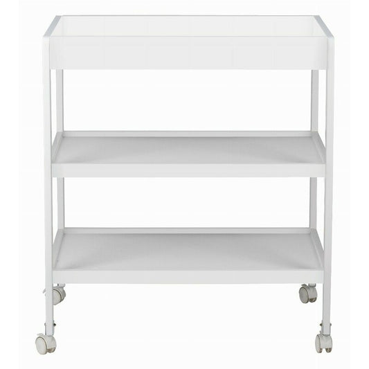 Masuta de infasat, FreeON, Mila, Din lemn, Cu 4 roti pentru transport facil, Cu 3 suprafete de depozitare, 76x54x86 cm, White