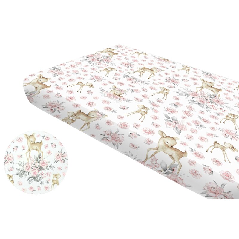 Cearșaf cu elastic MimiNu Sweet Deer Pink, 160x80 cm
