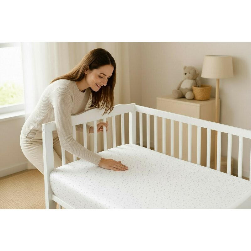 Cearceaf cu elastic, MimiNu, Pentru patut 140X70 cm, Din bumbac certificat Oeko Tex Standard 100, Mini Gray Stars