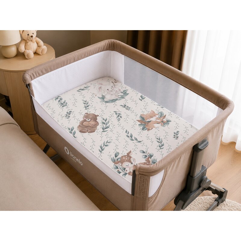 Cearceaf cu elastic, MimiNu, Pentru patut co-sleeper, Leonie, Dimensiune 83 x 50 cm, Din bumbac certificat Oeko Tex Standard 100, Lulu Natural