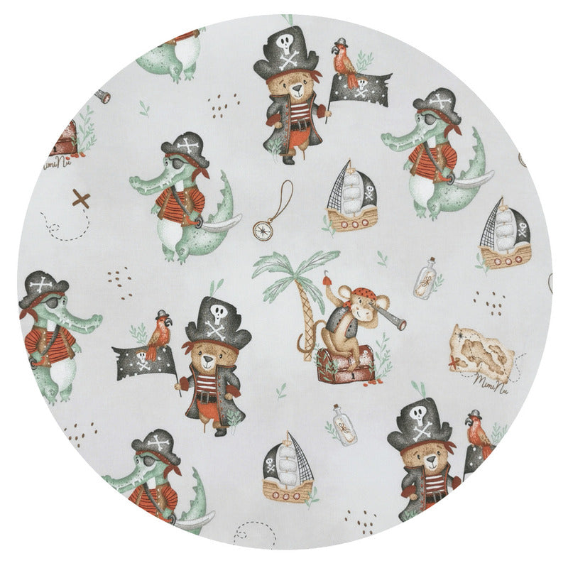 Paturica moale, MimiNu, Cu doua fete, Dimensiune 75x100 cm, Din bumbac certificat Oeko Tex Standard 100, Design, Pirates Natural