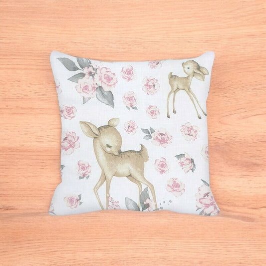 Perna clasica de dormit, MimiNu, Cu husa detasabila cu fermoar, Din bumbac certificat Oeko Tex Standard 100, 40x40 cm, Sweet Deer Pink